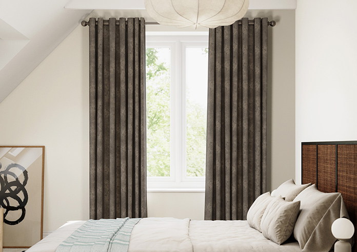 Chenille (Blackout) Eyelet, Latte - Ready Made Curtains - Image 3